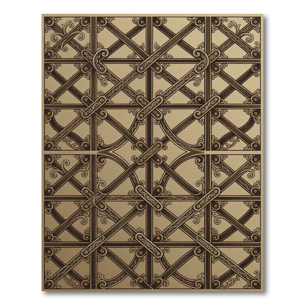 Antique Gold Interlaced Geometric Rug