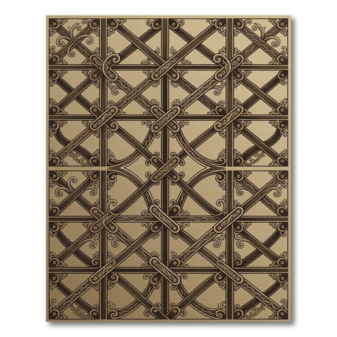 Antique Gold Interlaced Geometric Rug