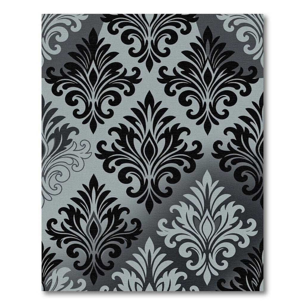Sophisticated Black and Gray Damask Rug