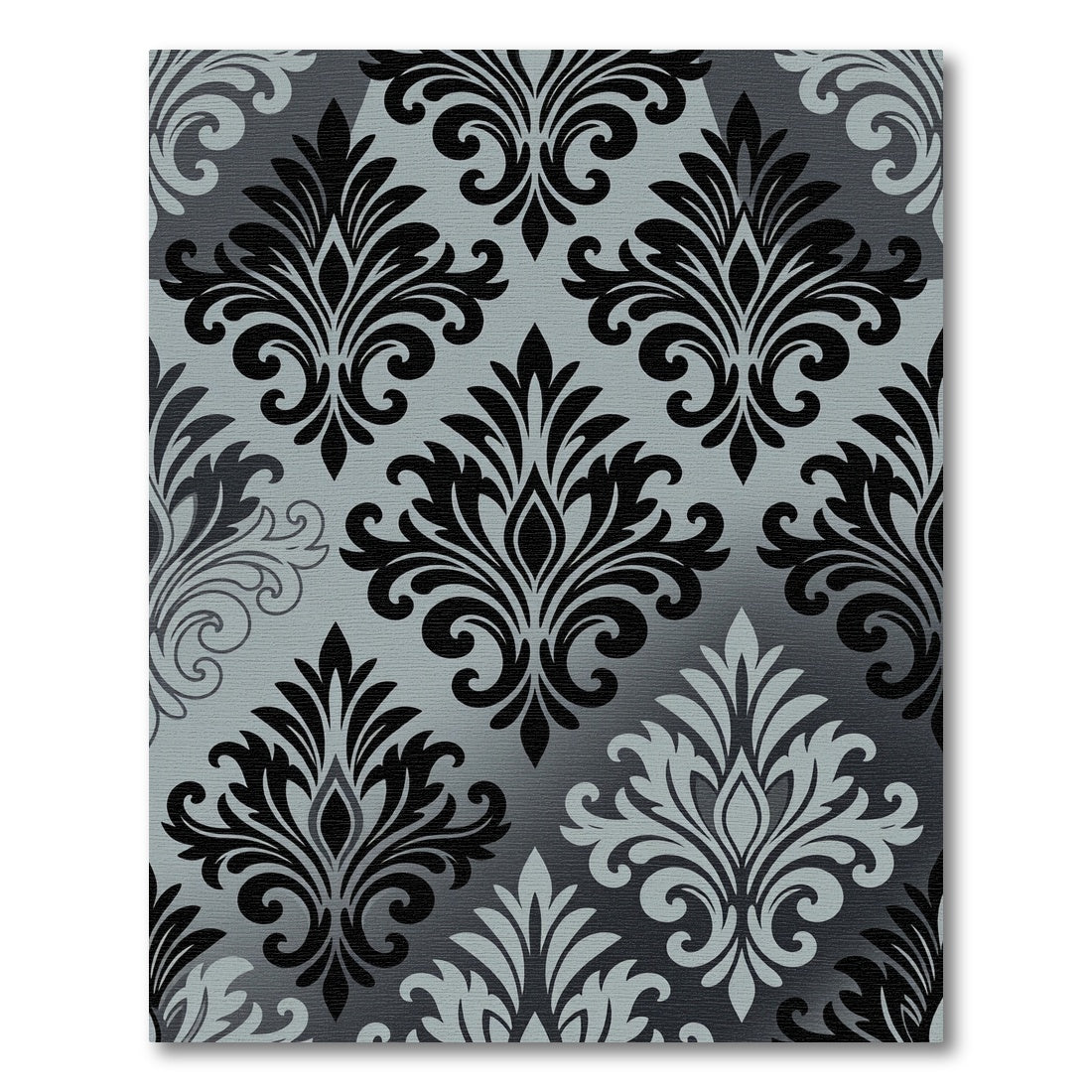 Sophisticated Black and Gray Damask Rug