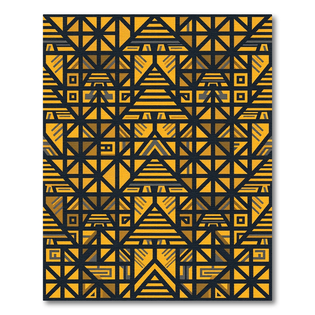 Bold Yellow Geometric Triangles Composition Rug