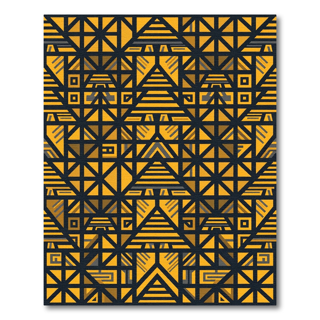 Bold Yellow Geometric Triangles Composition Rug
