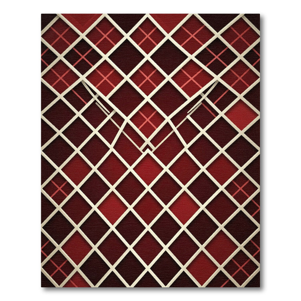 Crimson Diamond Lattice Statement Rug