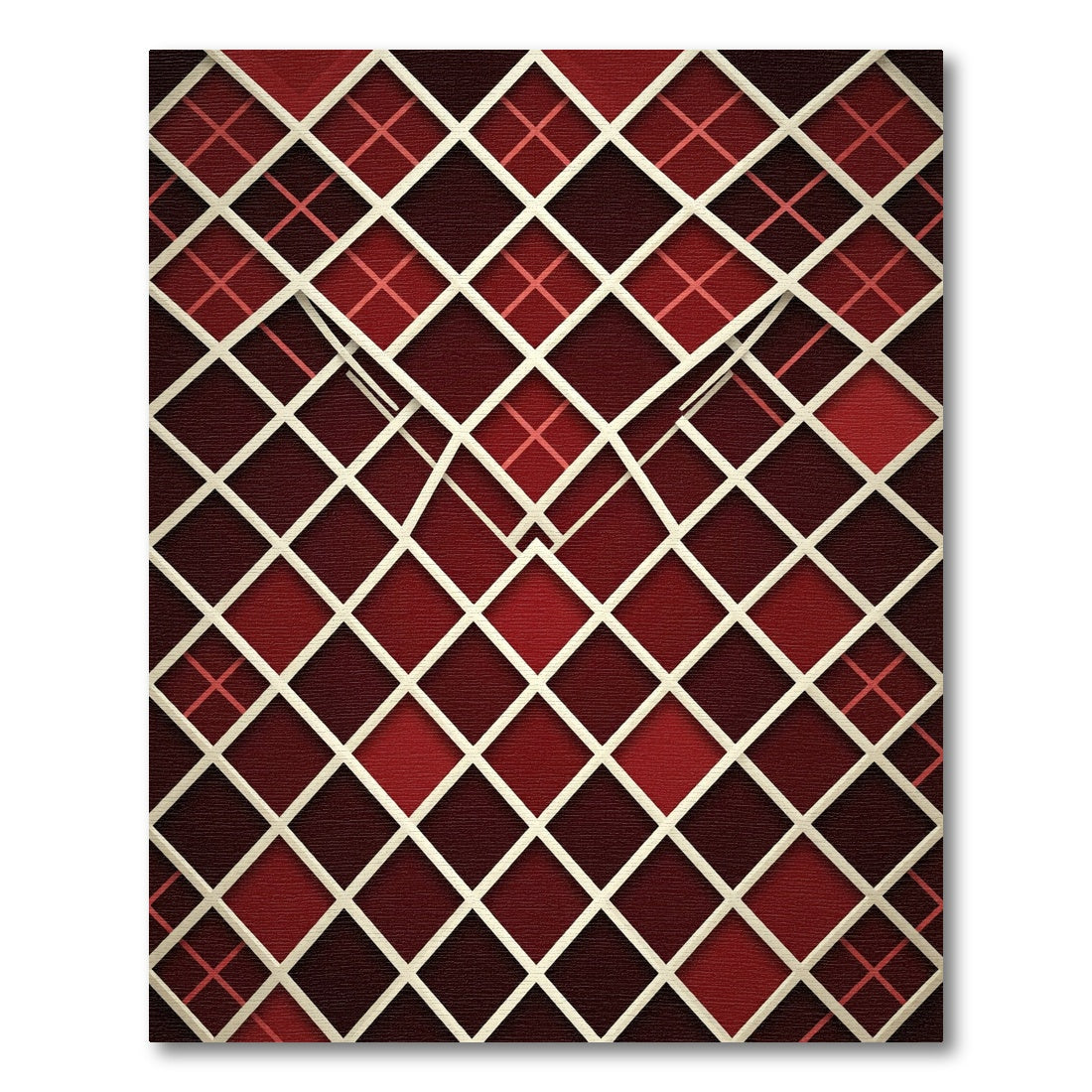 Crimson Diamond Lattice Statement Rug