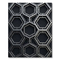 Modern Metallic Black Silver Hexagonal Geometry Rug
