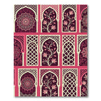 Blush Pink Floral Moorish Arch Tapestry Rug