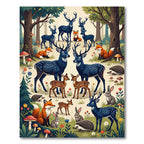 Enchanted Forest Deer and Fox Scene Rug