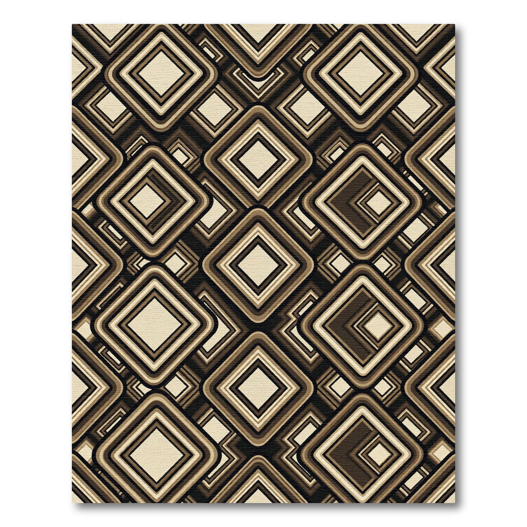 Retro Abstract Diamond Geometric Brown Rug