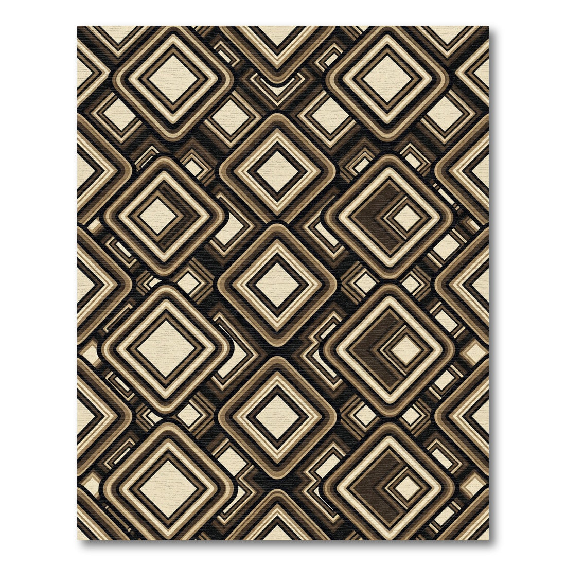 Retro Abstract Diamond Geometric Brown Rug