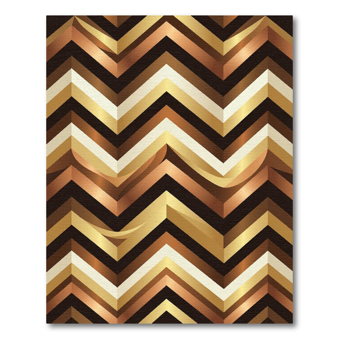 Metallic Golden Chevron Angle Rug
