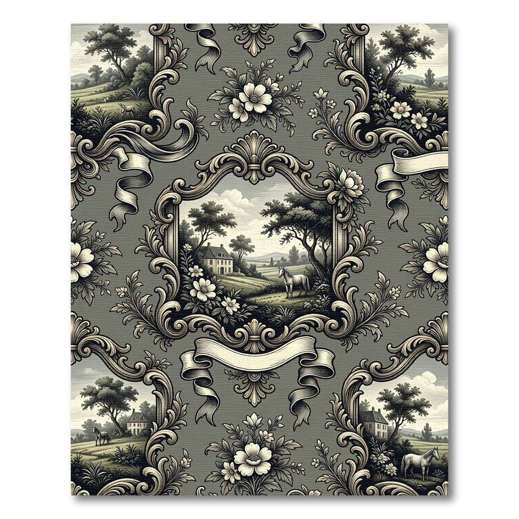 Toile Noir Horse Manor Landscape Wallpaper Rug