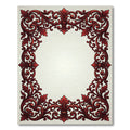 Ornate Crimson Baroque Scroll Border Rug