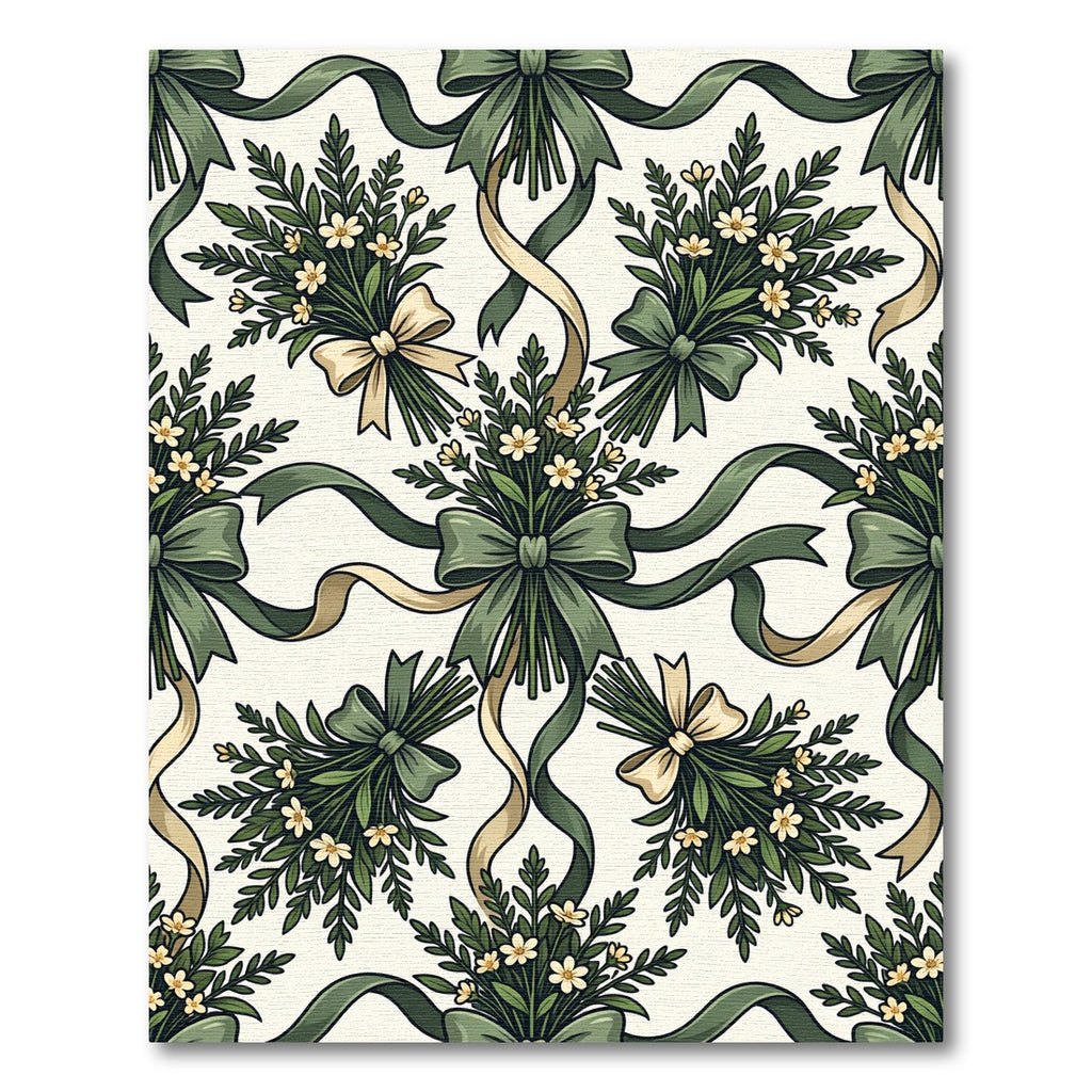 Sage Green Floral Ribbon Garland Rug