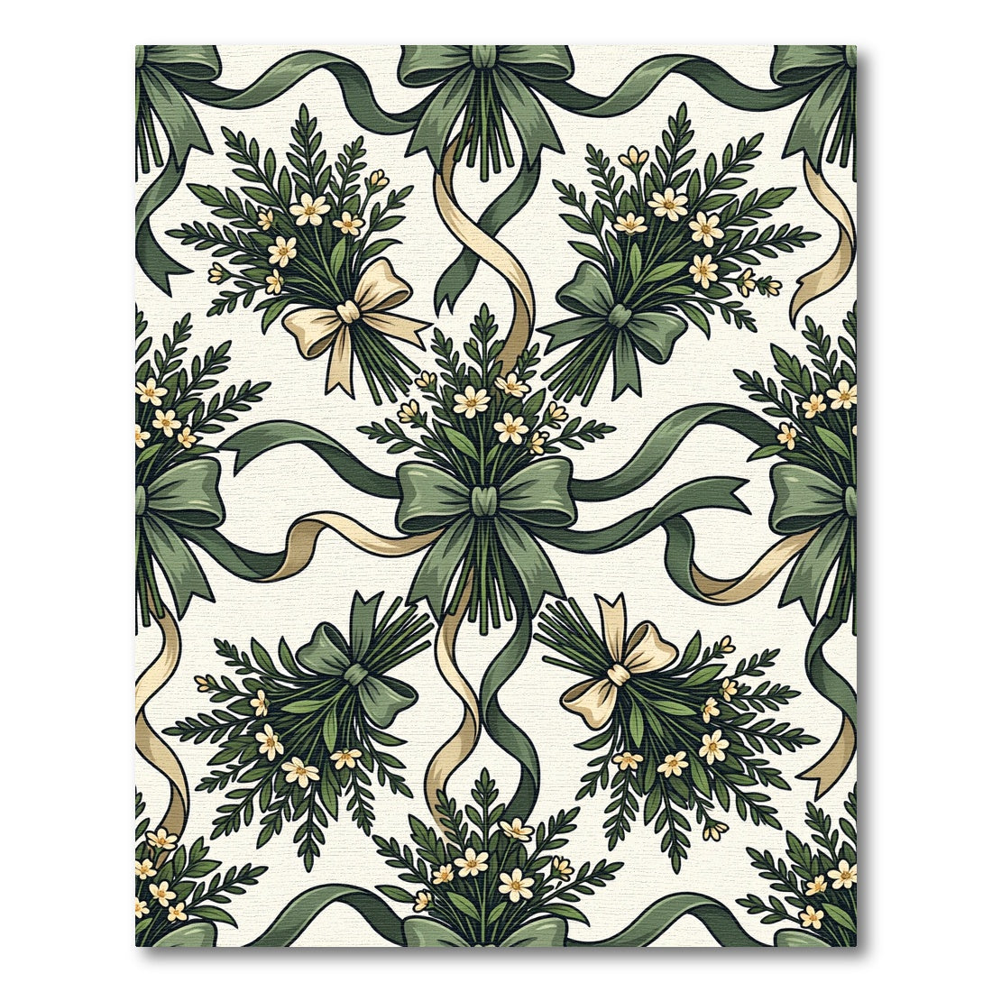Sage Green Floral Ribbon Garland Rug