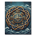 Nautical Compass Anchor Braided Rope Art Rug