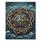 Nautical Compass Anchor Braided Rope Art Rug