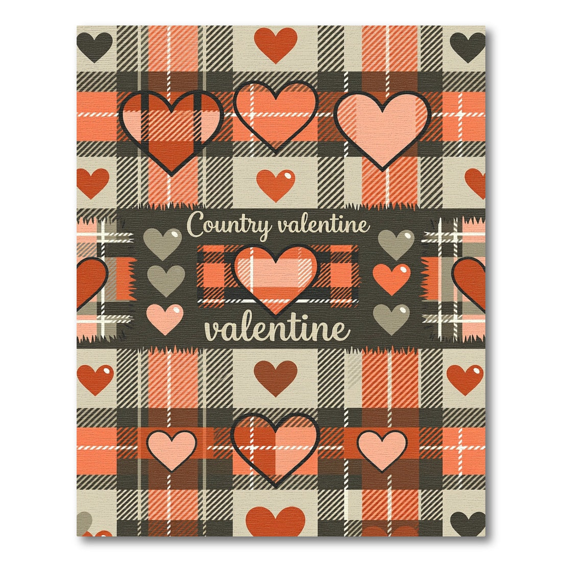 Rustic Plaid Heart Country Valentine Rug