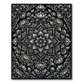 Ornate Black Bloom Mandala Rug