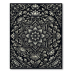 Ornate Black Bloom Mandala Rug