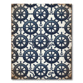 Navy Nautical Helm and Anchor Texture Rug