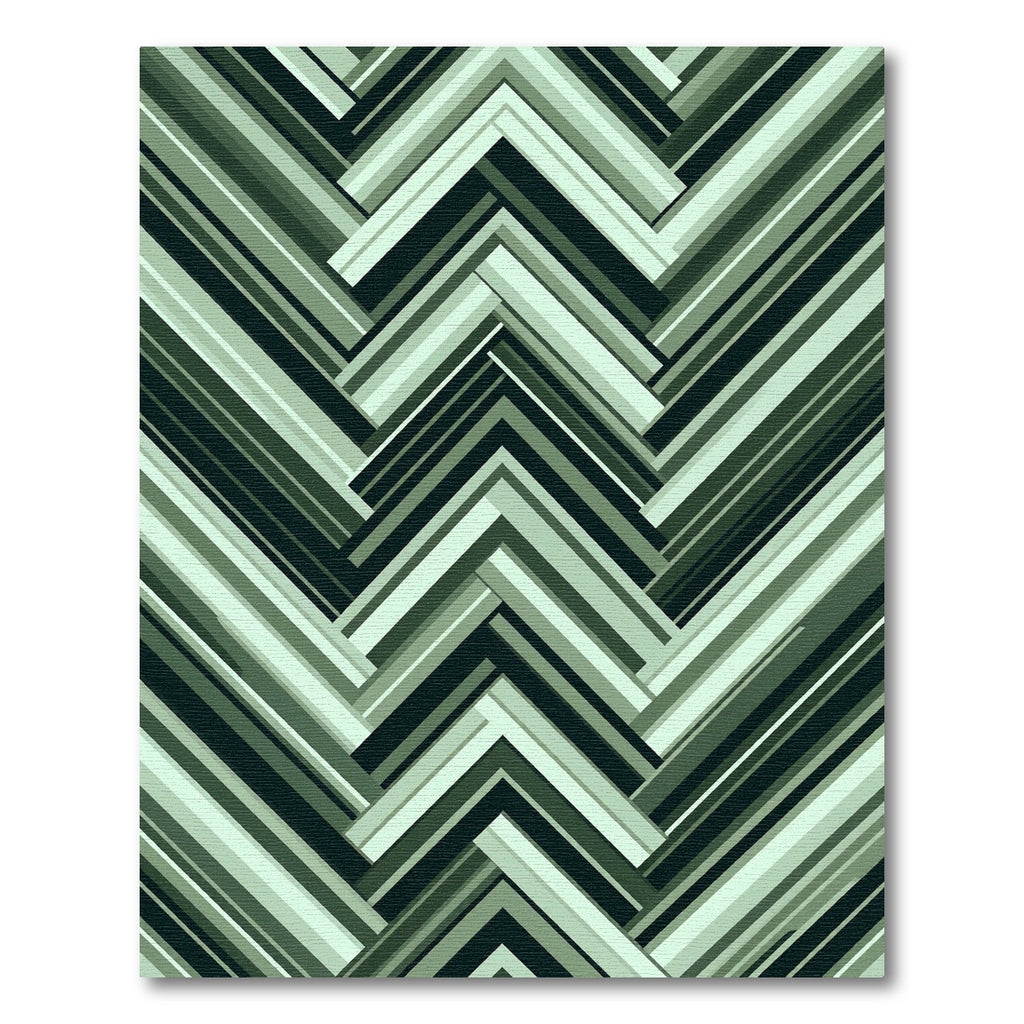Modern Green Chevron Stripe Rug