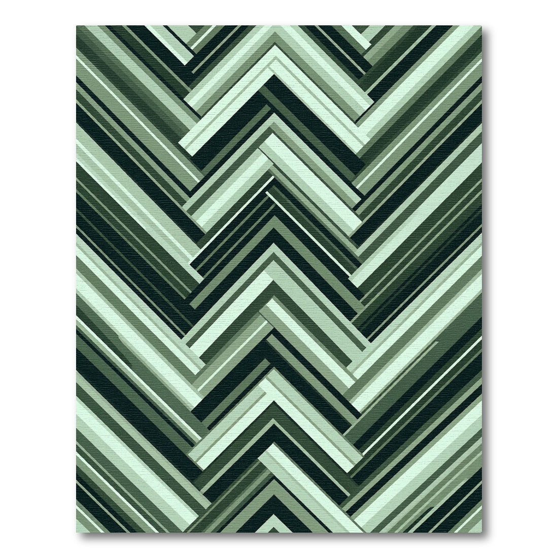 Modern Green Chevron Stripe Rug