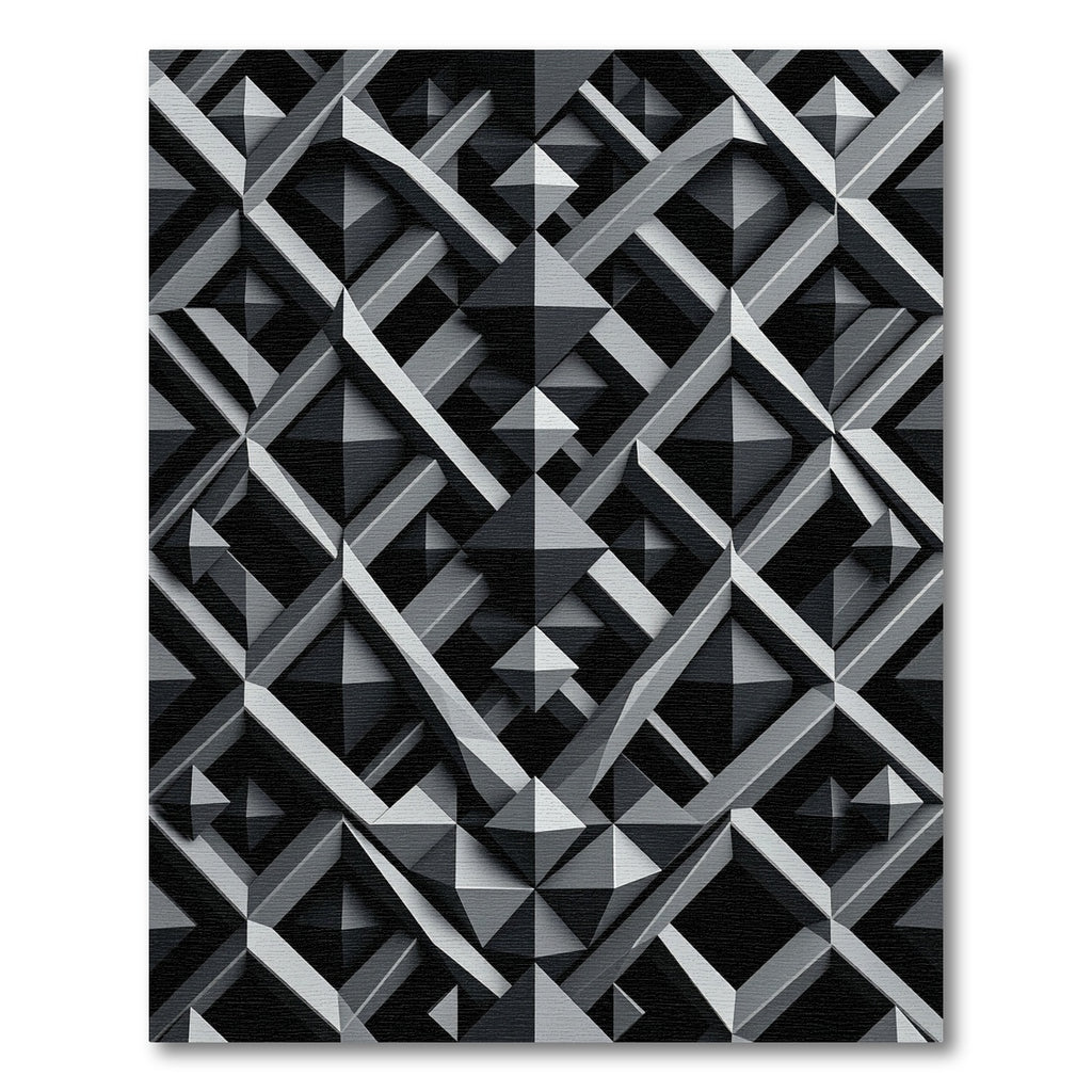 Monochromatic Gray Geometric Sculpture Rug
