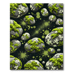 Gray Mossy Rocks Green Splatter Grunge Rug
