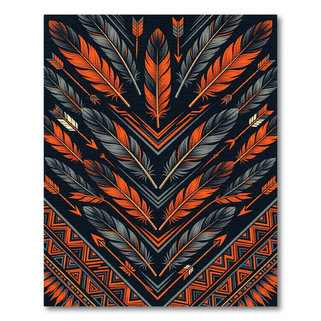 Geometric Feather Arrow Southwest Orange Rug