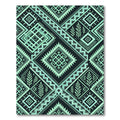 Geometric Sage and Black Diamond Art Rug