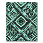 Geometric Sage and Black Diamond Art Rug