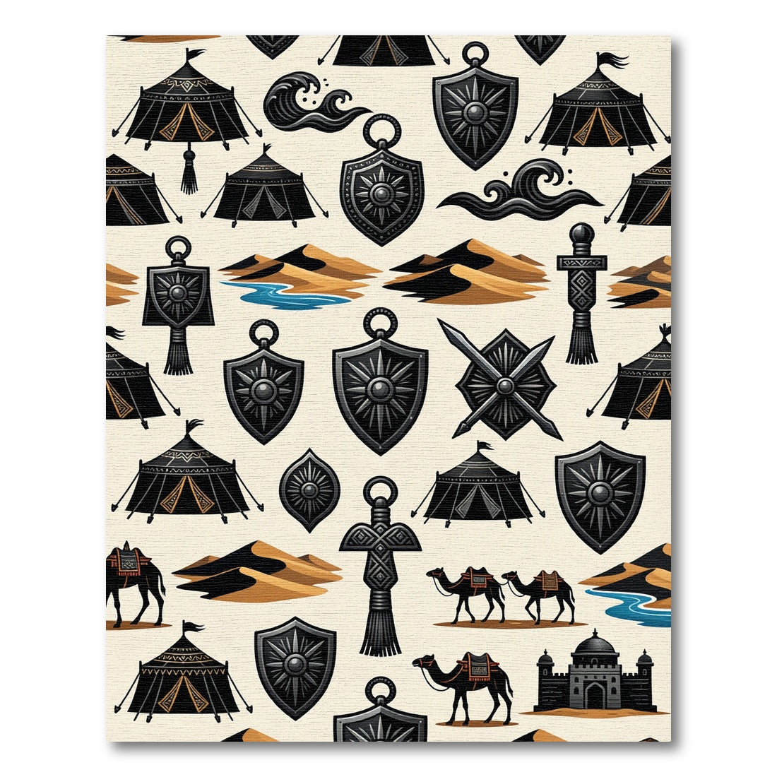 Desert Caravan Tent Shield Motif Rug