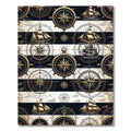 Nautical Compass and Vintage Ship Stripe Rug