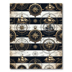 Nautical Compass and Vintage Ship Stripe Rug