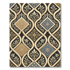 Elegant Gold and Blue Damask Interlace Rug