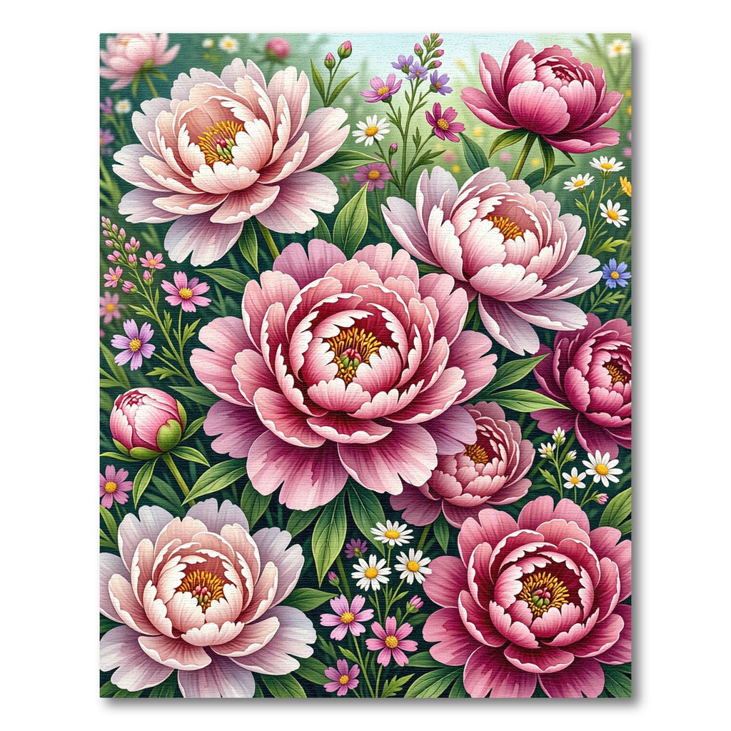 Lush Pink Peony Garden Floral Rug