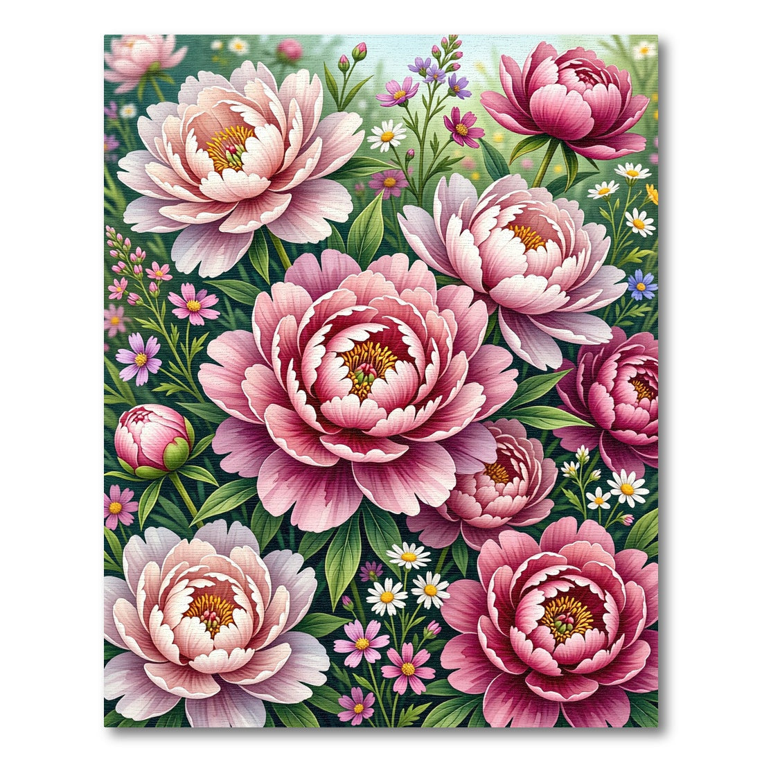 Lush Pink Peony Garden Floral Rug
