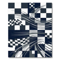Monochrome Geometric Checkerboard Dynamic Wave Rug