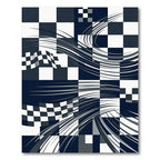 Monochrome Geometric Checkerboard Dynamic Wave Rug