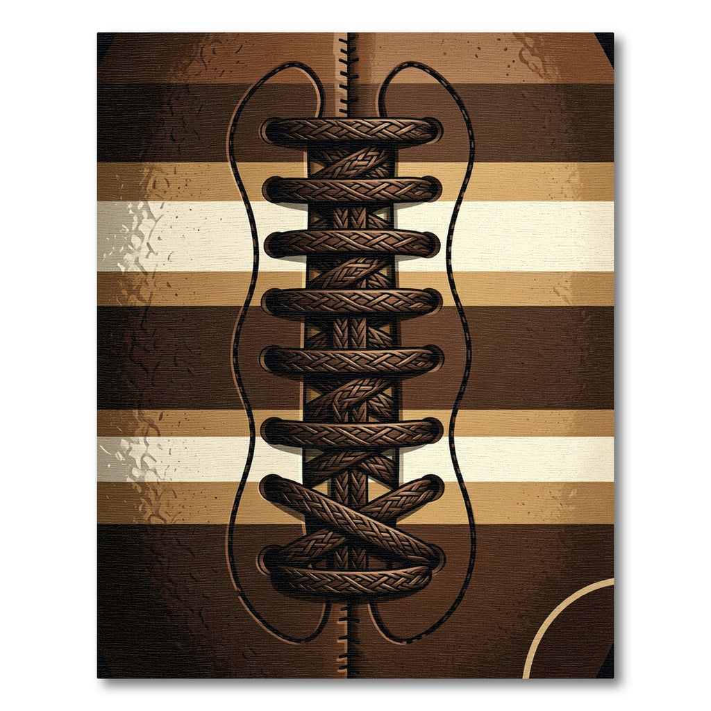 Vintage Brown Leather Football Lace Rug