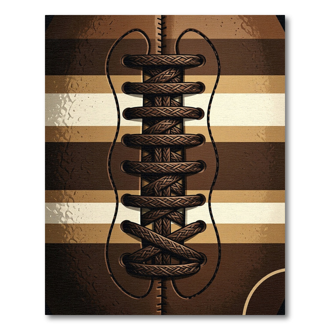 Vintage Brown Leather Football Lace Rug