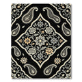 Elegant Black Gold Floral Paisley Medallion Rug