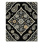 Elegant Black Gold Floral Paisley Medallion Rug