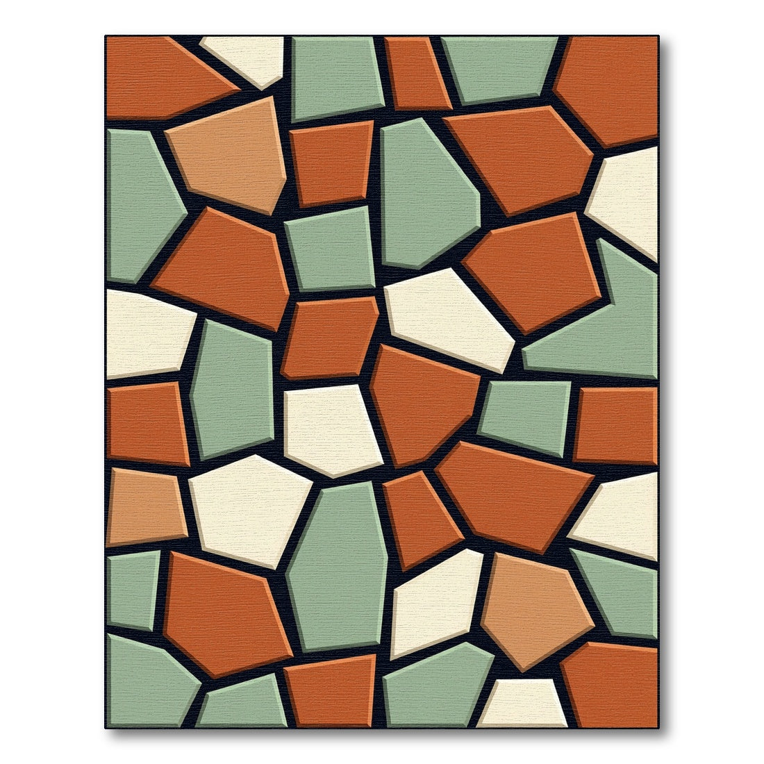 Modern Earthy Geometric Tiled Mosaic Rug