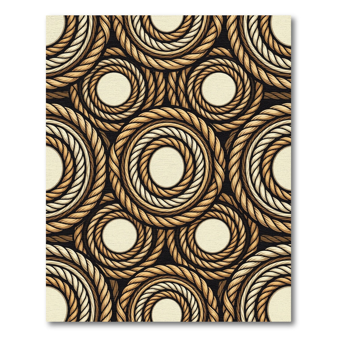 Rustic Braided Rope Circles Rug