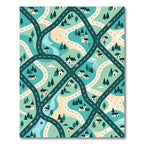 Whimsical Sage Green Neighborhood Road Map Rug