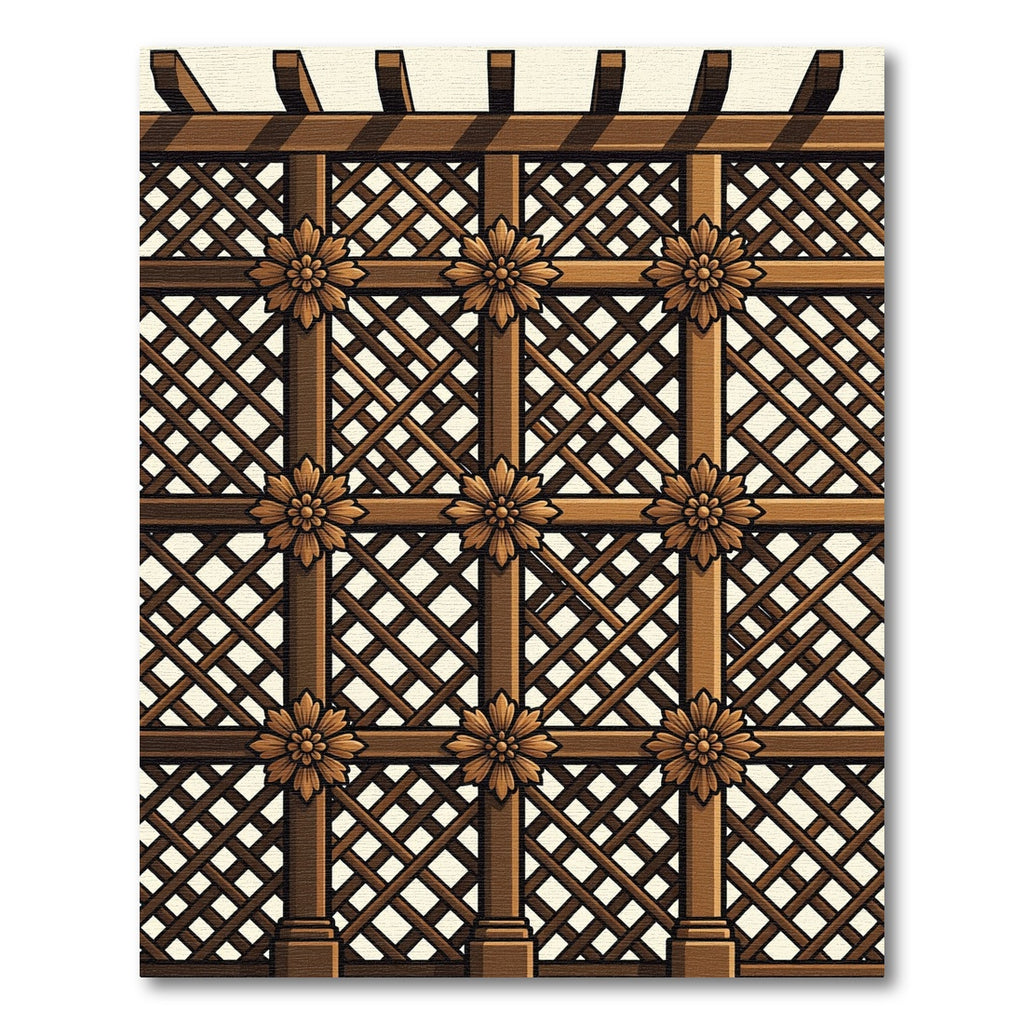 Ornate Brown Lattice Floral Rug