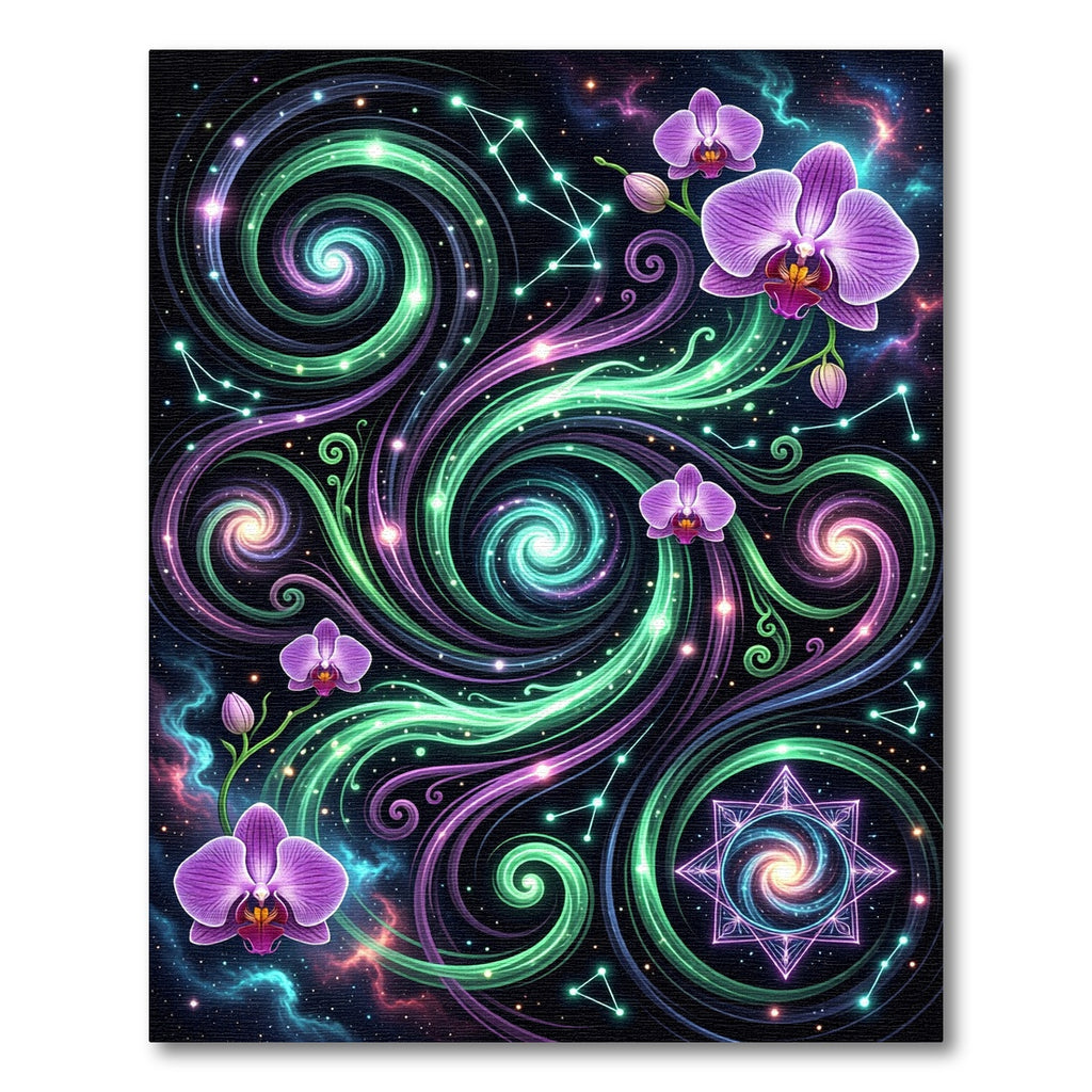 Cosmic Orchid Galaxy Swirl Starry Night Rug