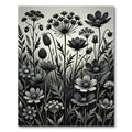 Monochrome Wildflower Botanical Meadow Illustration Rug