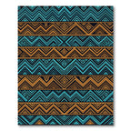 Geometric Aqua and Bronze Zigzag Chevron Rug